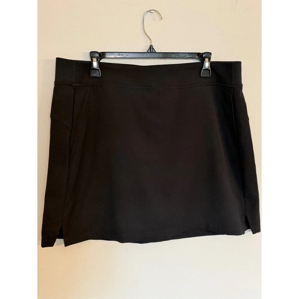 32 Degrees Cool Womens Black Active Skort Ribbed Waistband Pockets Size L